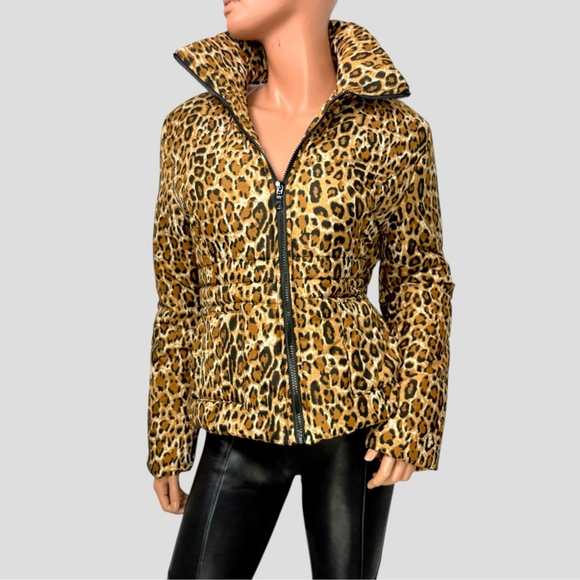 Newport News Jackets & Blazers - Y2K Leopard Cropped Puffer Jacket S Indie Sleaze Mobwife Apres Ski